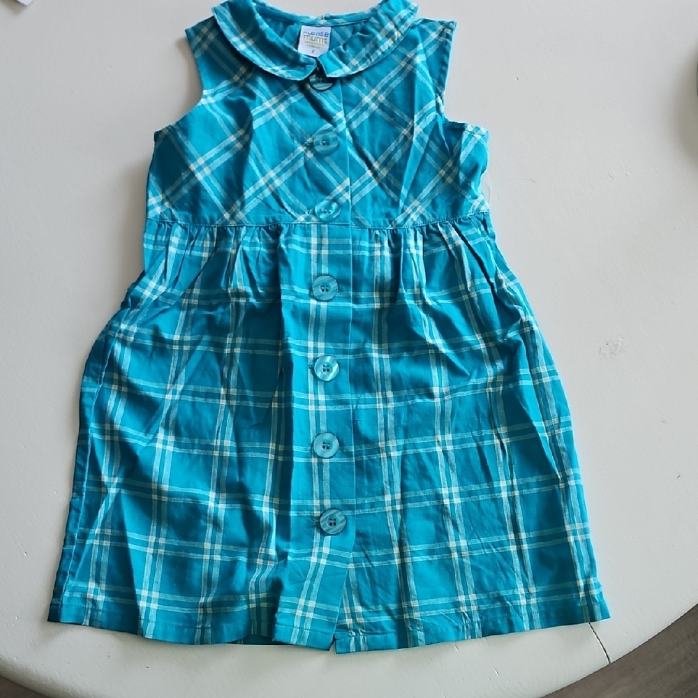 Plaid Blue And Cream Kids Dress